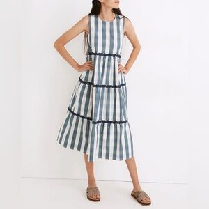 Madewell Blue and White Striped Midi Dress